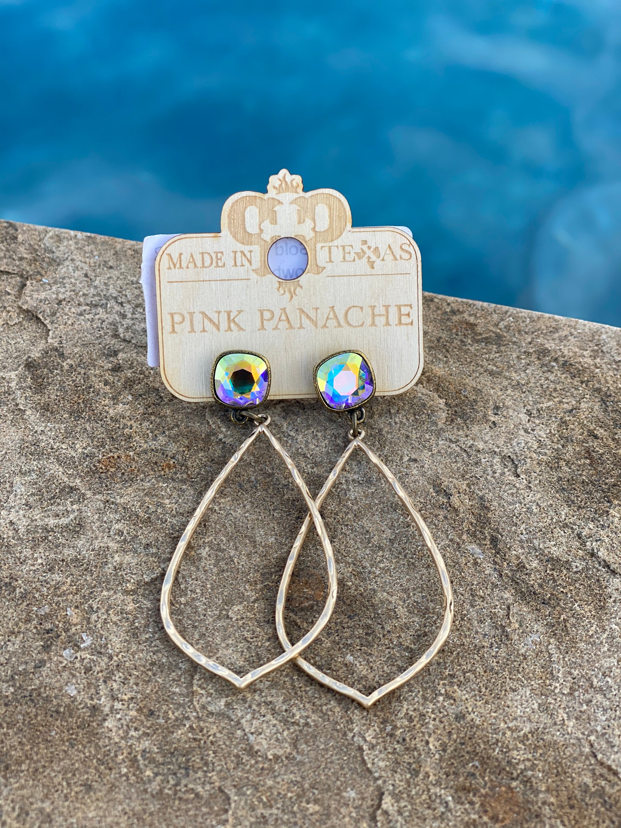 Pink Panache Katie Gold Oval Earrings