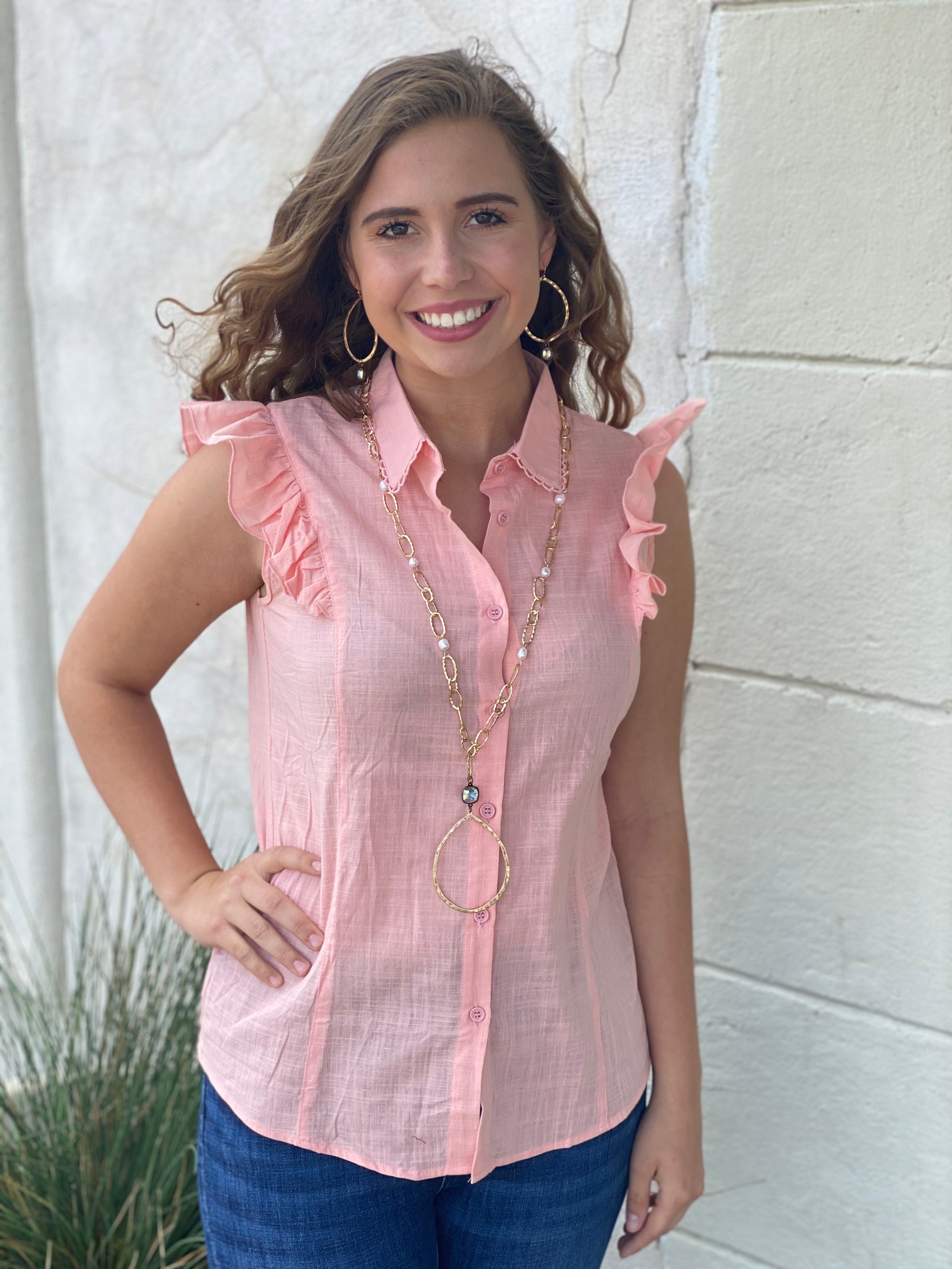 Frill Trendy Pink Top – Cowboy Crossroads