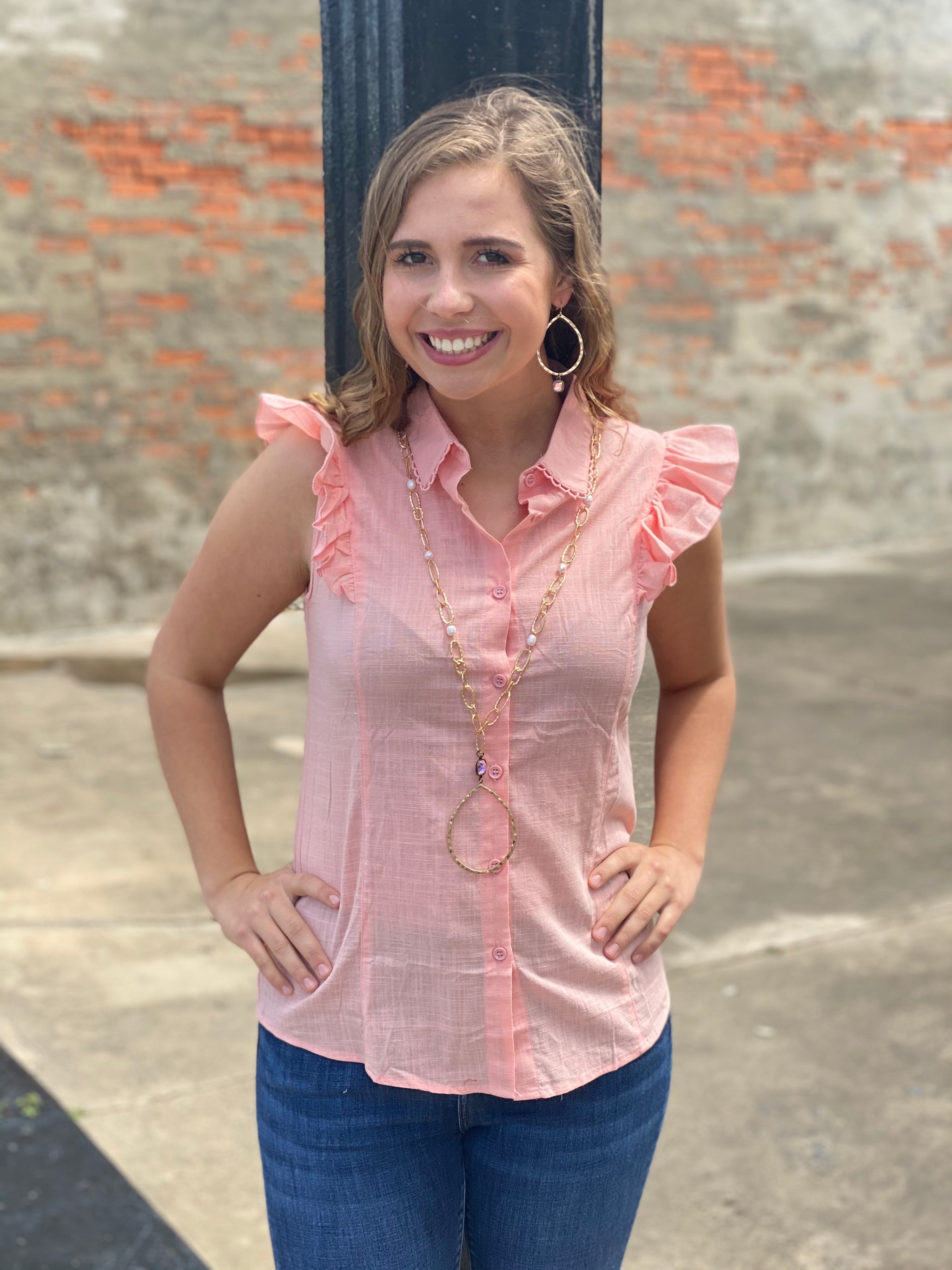 Frill Trendy Pink Top – Cowboy Crossroads